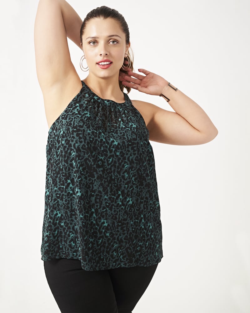 Front of plus size Emma Printed Halter Tank Top by Philosophy | Dia&Co | dia_product_style_image_id:161104